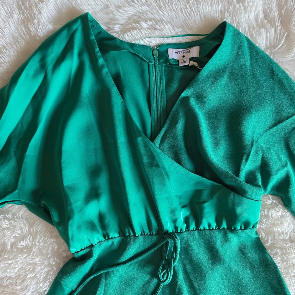 Cushnie For Target Emerald Green Wrap Dress Long-Sleeve - US 6 - Picture 9 of 13